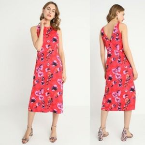 Banana Republic Floral Midi Dress Sleeveless Pink Red SZ 6